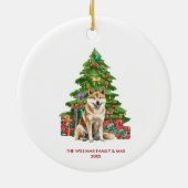 Akita Inu Dog Gepersonaliseerde Kerst Keramisch Ornament (Achterkant)