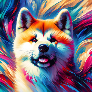 Akita Inu hond Acrylprint Kleurrijk Levendig Legpuzzel