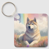 Akita Inu Rainbow Bridge Memorial Custom Sleutelhanger (Voorkant)