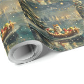 Akita Kerst Feestelijke reis Cadeaupapier (Rol Hoek)