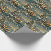 Akita Kerst Feestelijke reis Cadeaupapier (Hoek)