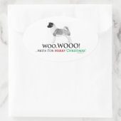 Akita Kerst Ovale Sticker (Tas)