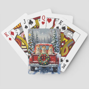 Akita Kerst Rode Truck Vakantie Pokerkaarten