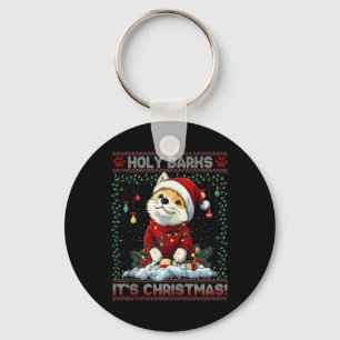 Akita Kerstboom Lichten Decoraties Hondenliefhebbe Sleutelhanger