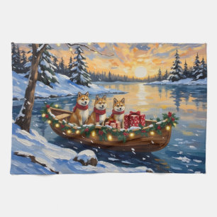 Akita Kerstboot Vakantie Theedoek