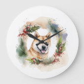 Akita Kerstkrans feestelijke pup Grote Klok (Voorkant)