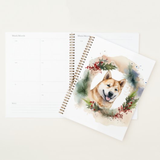 Akita Kerstkrans feestelijke pup Planner (Display)