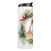 Akita Kerstkrans feestelijke pup Thermosbeker (Gedraaid links)