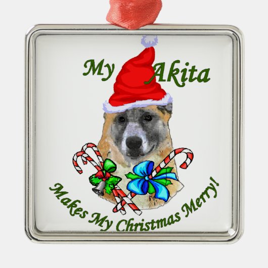 Akita Kerstmis Metalen Ornament (Voorkant)