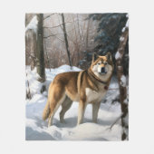 Akita Laat het sneeuwen Kerstmis Fleece Deken (Voorkant)