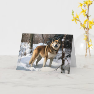 Akita Laat het Sneeuwen Kerstmis Kaart