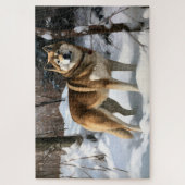 Akita Laat het sneeuwen Kerstmis Legpuzzel (Verticaal)