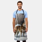 Akita Laat het sneeuwen Kerstmis Schort (Gedragen)