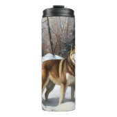 Akita Laat het sneeuwen Kerstmis Thermosbeker (Voorkant)