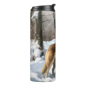 Akita Laat het sneeuwen Kerstmis Thermosbeker (Gedraaid links)