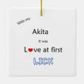 Akita Liefde bij Eerste Lick Keramisch Ornament (Achterkant)