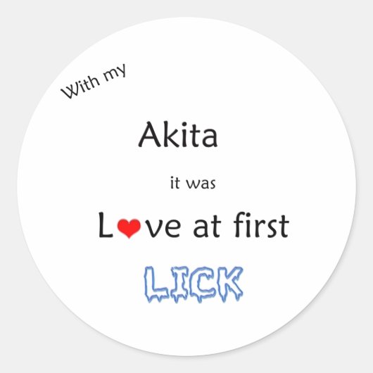 Akita Liefde bij Eerste Lick Sticker (Voorkant)