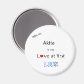 Akita Love à First Lick - Aimant (Recto/Verso)