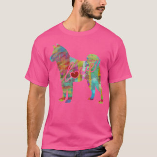 Akita Love - een heldere en kleurrijke Waterverf s T-shirt