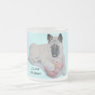 akita met roze teddybeer hondendraait matglas koffiemok