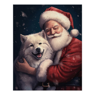 Akita met Sinterklaas Feestelijke Kerstmis Perfect Poster