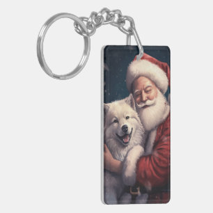 Akita met Sinterklaas Feestelijke Kerstmis Sleutelhanger