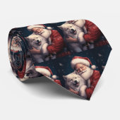 Akita met Sinterklaas Feestelijke Kerstmis Stropdas (Opgerold)