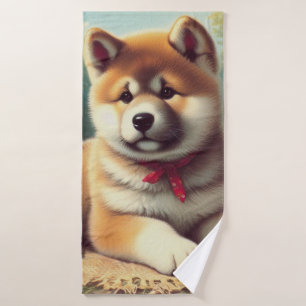 Akita olieverfschilderij Badhanddoek