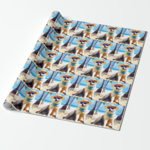 Akita op het strand, zomer cadeau voor hondenliefh cadeaupapier
