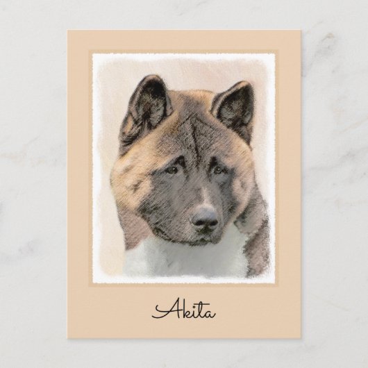 Akita Painting - Cute Original Dog Art Briefkaart (Voorkant)
