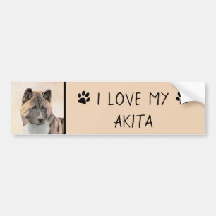 Akita Painting - Cute Original Dog Art Bumpersticker
