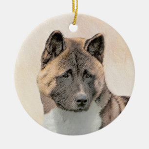 Akita Painting - Cute Original Dog Art Keramisch Ornament