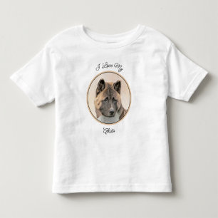 Akita Painting - Cute Original Dog Art Kinder Shirts