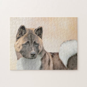 Akita Painting - Cute Original Dog Art Legpuzzel