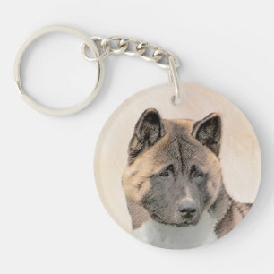 Akita Painting - Cute Original Dog Art Sleutelhanger