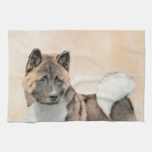 Akita Painting - Cute Original Dog Art Theedoek