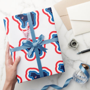 Akita Patriottisch Rood Wit En Blauw 4 Juli Cadeaupapier