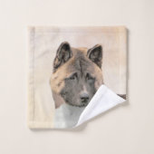 Akita Peinture - Cute Original Chien Art (Gant de toilette)