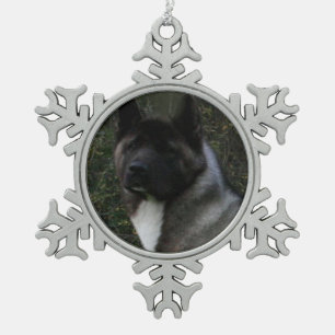 akita pingelt zwart tin sneeuwvlok ornament