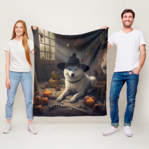 Akita Pumpkins Halloween Scary Fleece Deken