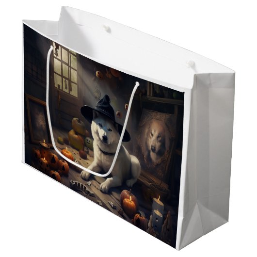 Akita Pumpkins Halloween Scary Groot Cadeauzakje (Voorkant Gekanteld)