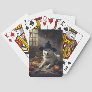 Akita Pumpkins Halloween Scary Pokerkaarten