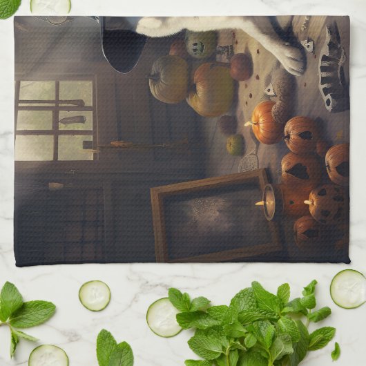 Akita Pumpkins Halloween Scary Theedoek (Gevouwen)