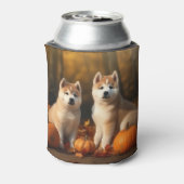 Akita Puppy Herfst Delight Pompoen Blikjeskoeler (Blikje Achterkant)