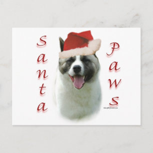 Akita Santa Paws Feestdagenkaart