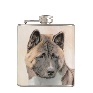 Akita Schilderij - Mooie Originele Honden Kunst Heupfles