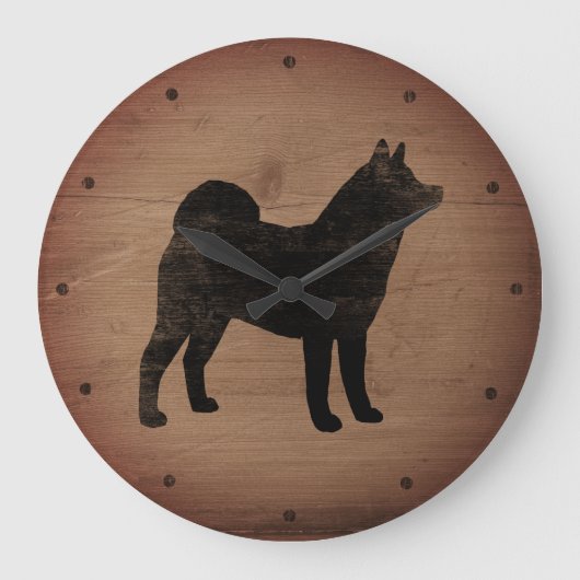 Akita Silhouette Rustic Grote Klok (Voorkant)