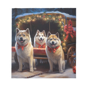 Akita Sneeuw Slede Rit Kerst Decoratie Notitieblok