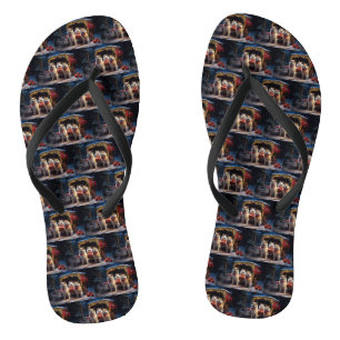 Akita Sneeuwrijke slee-rit Kerstdecoratie Teenslippers