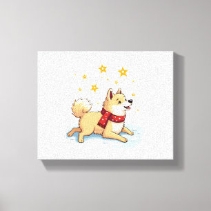Akita Snowball Vechthond Canvas Afdruk